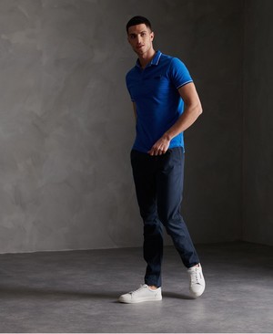 Superdry Organic Cotton Classic Poolside Pique Férfi Póló Kék | ZYBWJ1045